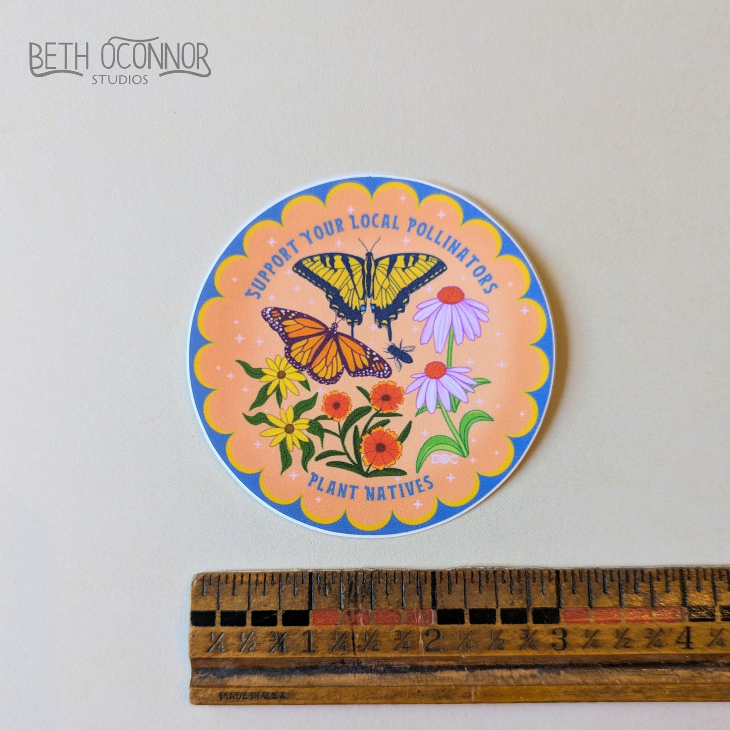 Support Local Pollinators Sticker – Plant Native Plants Eco-Friendly Vinyl Decal for Gardeners, Nature Lovers & Sustainable Living