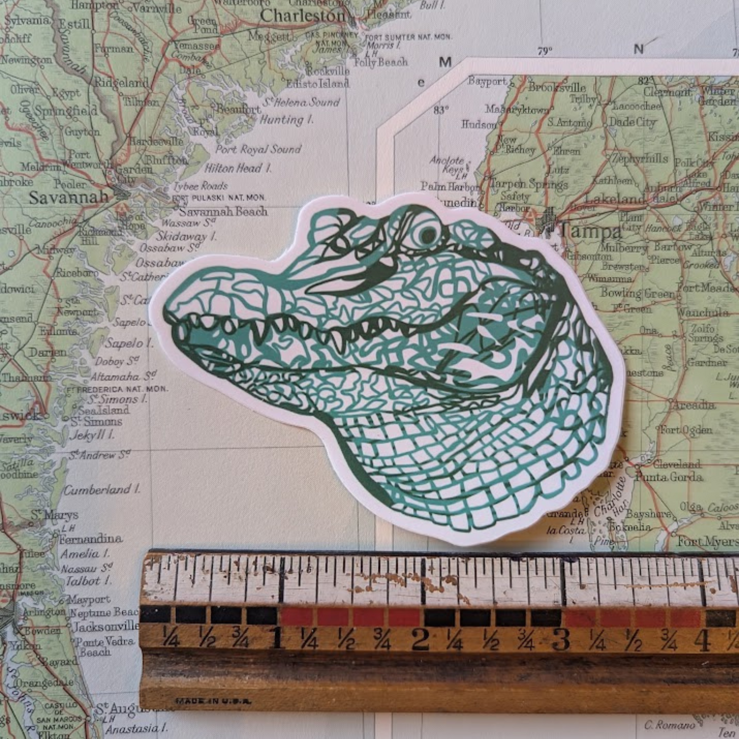 Weatherproof Alligator Vinyl Sticker – Hand-Drawn Florida Swamp Gator Decal for Water Bottles, Laptops & Cars